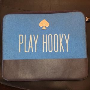 Kate Spade New York " Play Hooky ” Blue & Black iPad Case Sleeve EUC